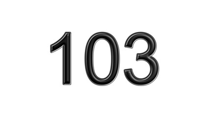 103 black lettering white background year number