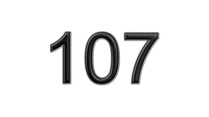 107 black lettering white background year number