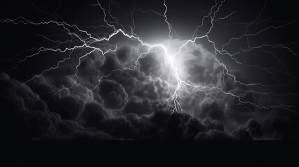 Dark stormy sky with lightning and stars. 3D Rendering.generative ai