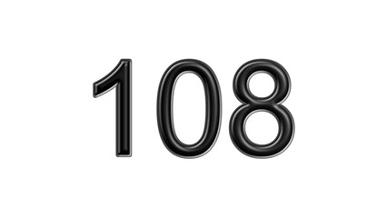 108 black lettering white background year number