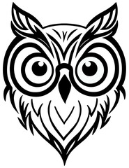 Cute geeky owl head one stroke minimalist logo - obrazy, fototapety, plakaty