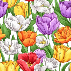 pattern with tulips seamless