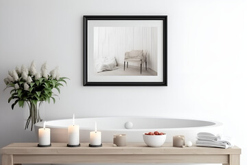 Naklejka na ściany i meble Modern living room interior with stylish comfortable sofa