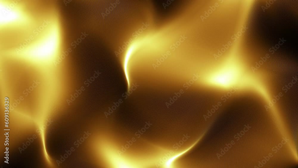 Wall mural slow motion abstract live animation of 3D displaced surface in golden colours, animated wallpaper, 4K background