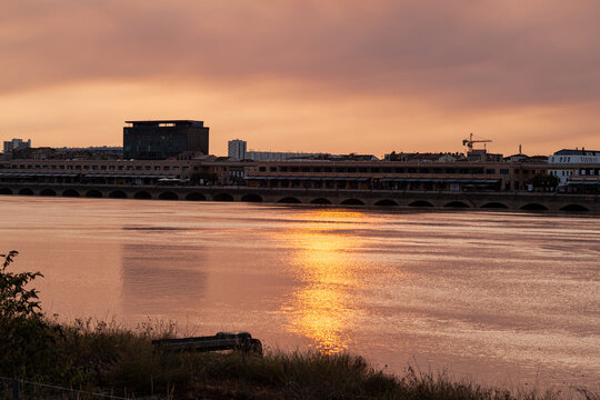 View on Garonne river and riverside, Bordeaux