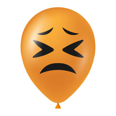 Halloween orange balloon illustration with scary and funny face