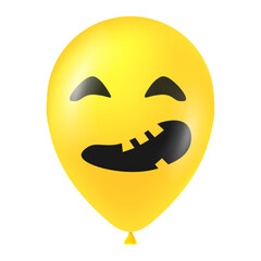 Halloween yellow balloon illustration with scary and funny face