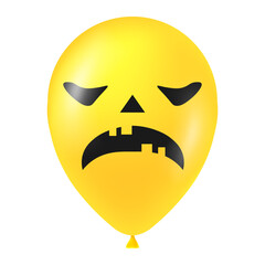 Halloween yellow balloon illustration with scary and funny face