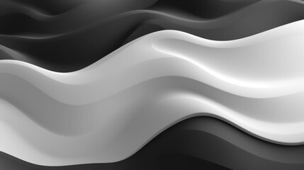 geometric background from black and white 3d waves, AI generative