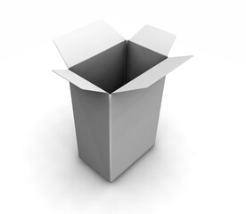 3D render of an open white box