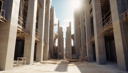 Fototapeta premium Construction of Concrete Cathedral Modern Architecture