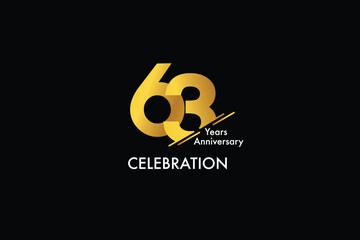 63rd, 63 years, 63 year anniversary gold color on black background abstract style logotype. anniversary with gold color isolated on black background, vector design for celebration vector