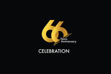 66th, 66 years, 66 year anniversary gold color on black background abstract style logotype. anniversary with gold color isolated on black background, vector design for celebration vector