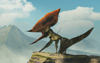 Thalassodromeus was a type of pterosaur that lived in South America during the Early Cretaceous period. Known for its large crested head. 3D Rendering.
 