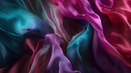 Obraz premium Colorful abstract 3d background. Soft flowing silk fabric created with Generative AI Technology