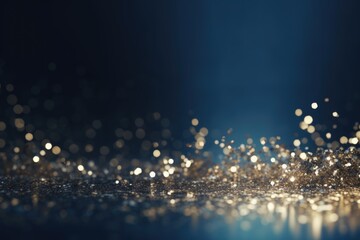 Sparkling background, gold sequins on dark blue background. Generative AI