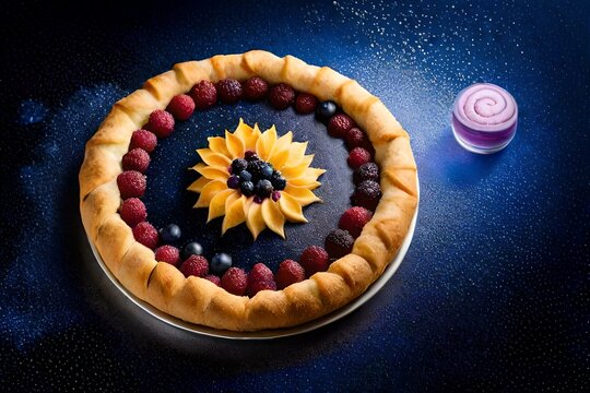 Christmas cake with berries, Christmas cake with cherries, Christmas table setting with Christmas decorations, cake with berries and blueberries, cake with berries and nuts, tart with blueberries