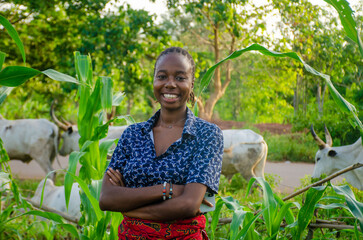portrait of a happy female african farmer