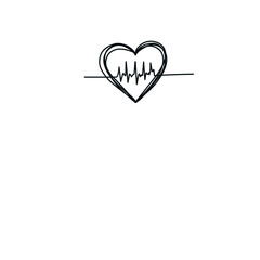 hand drawn doodle heart beat icon illustration vector