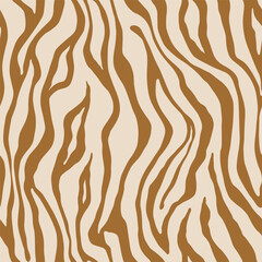 Tiger gold seamless pattern. Vector animal skin print. Fashion organic texture.
