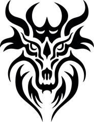 Black devil tribal tattoo, isolated