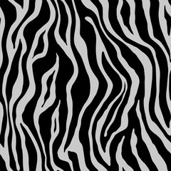 Tiger black gray seamless pattern. Vector animal skin print. Fashion silver organic texture.