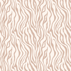 Tiger white beige seamless pattern. Vector animal skin print. Fashion organic texture.