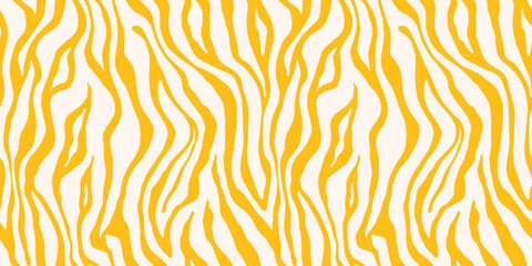 Tiger white yellow seamless pattern. Vector animal skin print. Fashion organic texture.