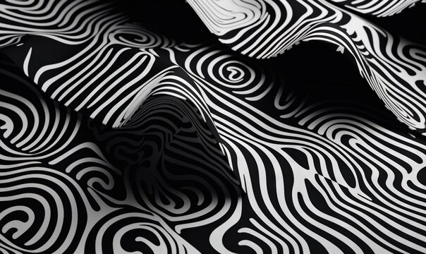  a black and white photo of a wavy pattern on a surface.  generative ai