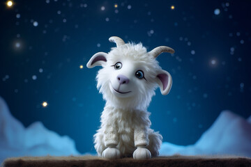 Cute animation style adorable goat character, Islamic design, Eid ul azha greetings created with generative ai