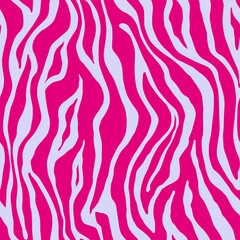 Tiger pink purple seamless pattern. Vector animal skin print. Fashion organic texture.