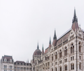 Fototapeta premium Beautiful old building of the Hungarian Parliament in neo-Gothic style