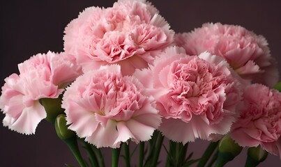 a bunch of pink carnations are in a vase.  generative ai