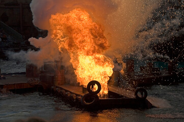 Fire on a pier