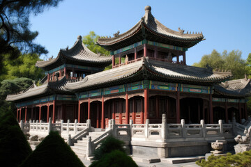 Fototapeta na wymiar Several resplendent Chinese palaces. AI