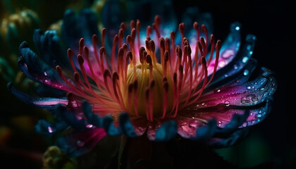 Vibrant gerbera daisy in aquatic pond growth generated by AI