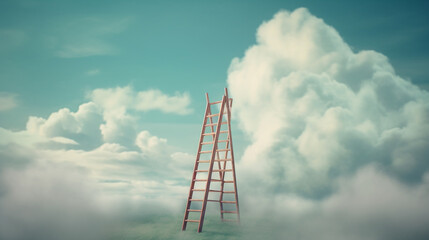 Ladder to the sky with clouds.generative ai