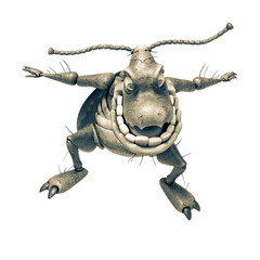 cockroach cartoon is landing