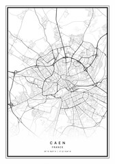 Caen Map Wall Art | Caen France Map Art, Map Wall Art, Digital Map Art