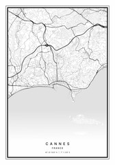Cannes Map Wall Art | Cannes France Map Art, Map Wall Art, Digital Map Art