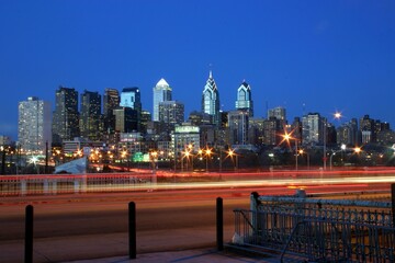 Cars traveling on a street in Philadelphia