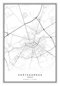 Chateauroux Map Wall Art | Chateauroux France Map Art, Map Wall Art, Digital Map Art