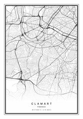 Clamart Map Wall Art | Clamart France Map Art, Map Wall Art, Digital Map Art