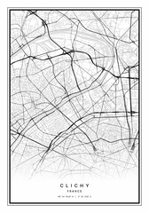 Clichy Map Wall Art | Clichy France Map Art, Map Wall Art, Digital Map Art
