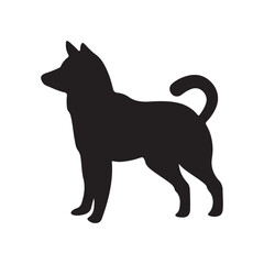A cute dog silhouette is drawn illustration.
