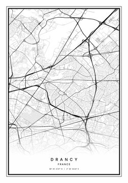 Drancy Map Wall Art | Drancy France Map Art, Map Wall Art, Digital Map Art