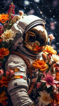 Astronaut Space Flowers, Iphone Background Aesthetic