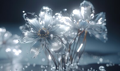  a close up of a flower with water droplets on it.  generative ai