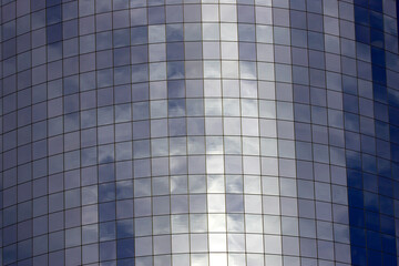 Detail of Glass fronted building downtown manhattan, financial district, new york, America, usa