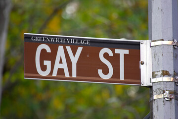 Gay street sign, greenwich village, lower manhattan, New York, America, USA - obrazy, fototapety, plakaty